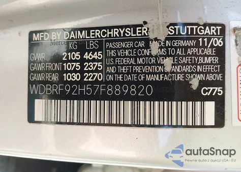 2007 Mercedes-Benz C 280 Luxury 4Matic z USA, uszkodzony, nr VIN WDBRF92H57F889820